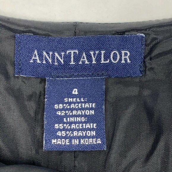 Ann Taylor Black Classic Beaded Hem Back Zipper 3/4 Sleeve Top Blouse Women’s 4 - Picture 10 of 12